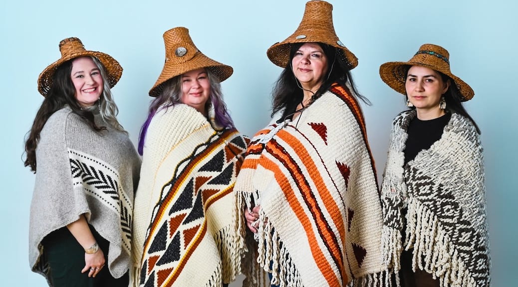 The four women leaders of Lyackson First Nation stand in a row.
